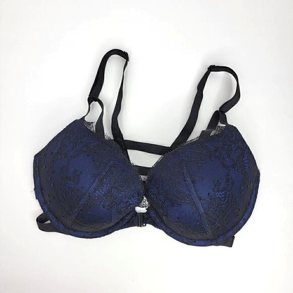 Victoria's Secret Other - Victorias Secret Push Up Cutout Strappy Lace Blue Black 32 DD